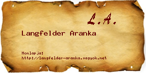 Langfelder Aranka névjegykártya
